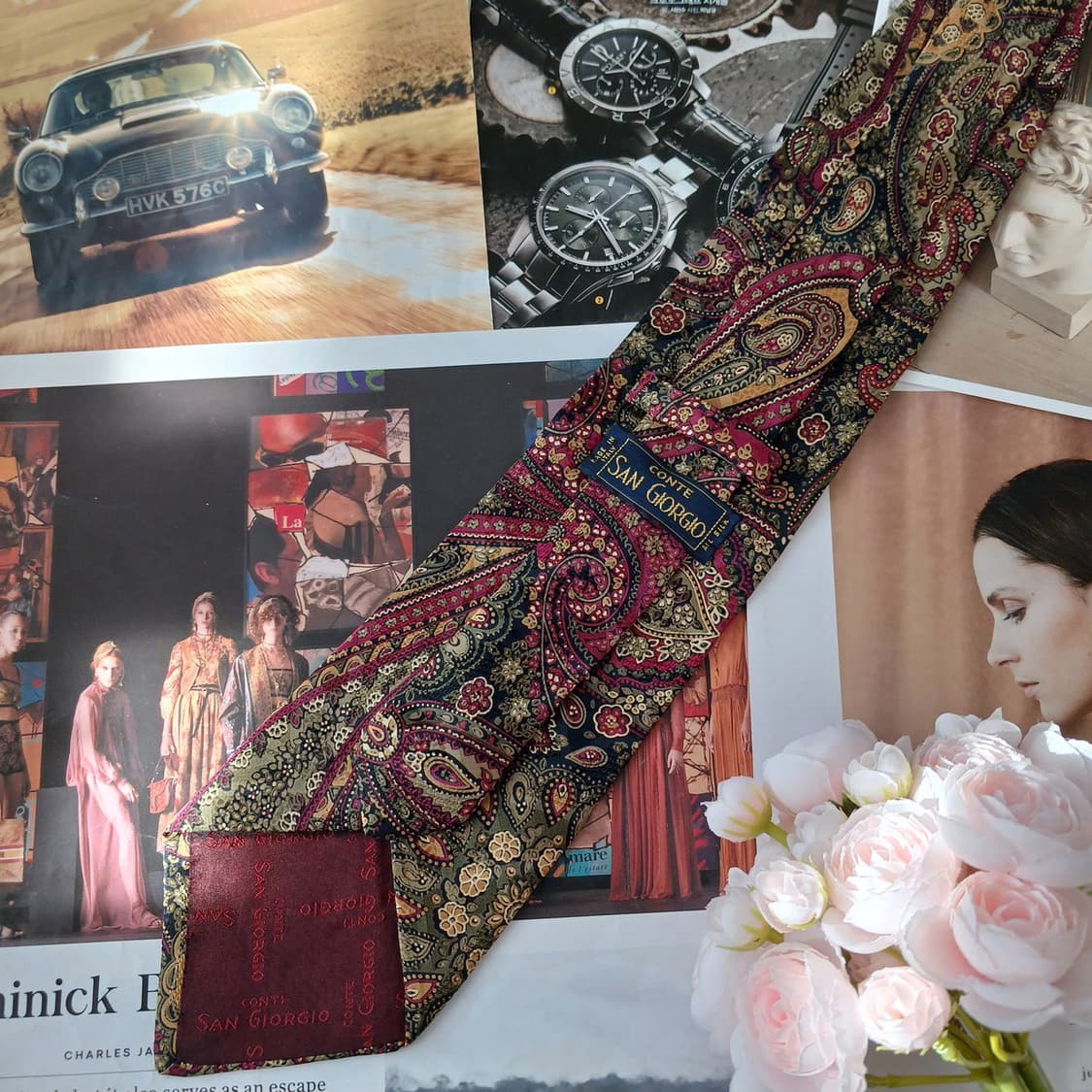 산 조르지오 실크 그린 페이즐리 넥타이 9.9cm A+등급 A18437
 상품이미지6