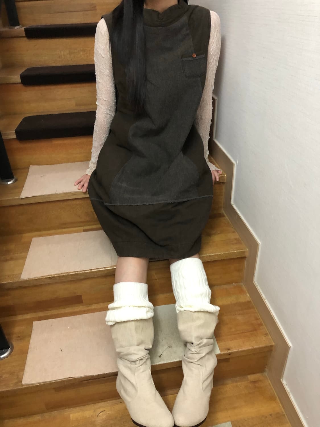 빈티지 다크 브라운 롱 스커트 상품이미지3