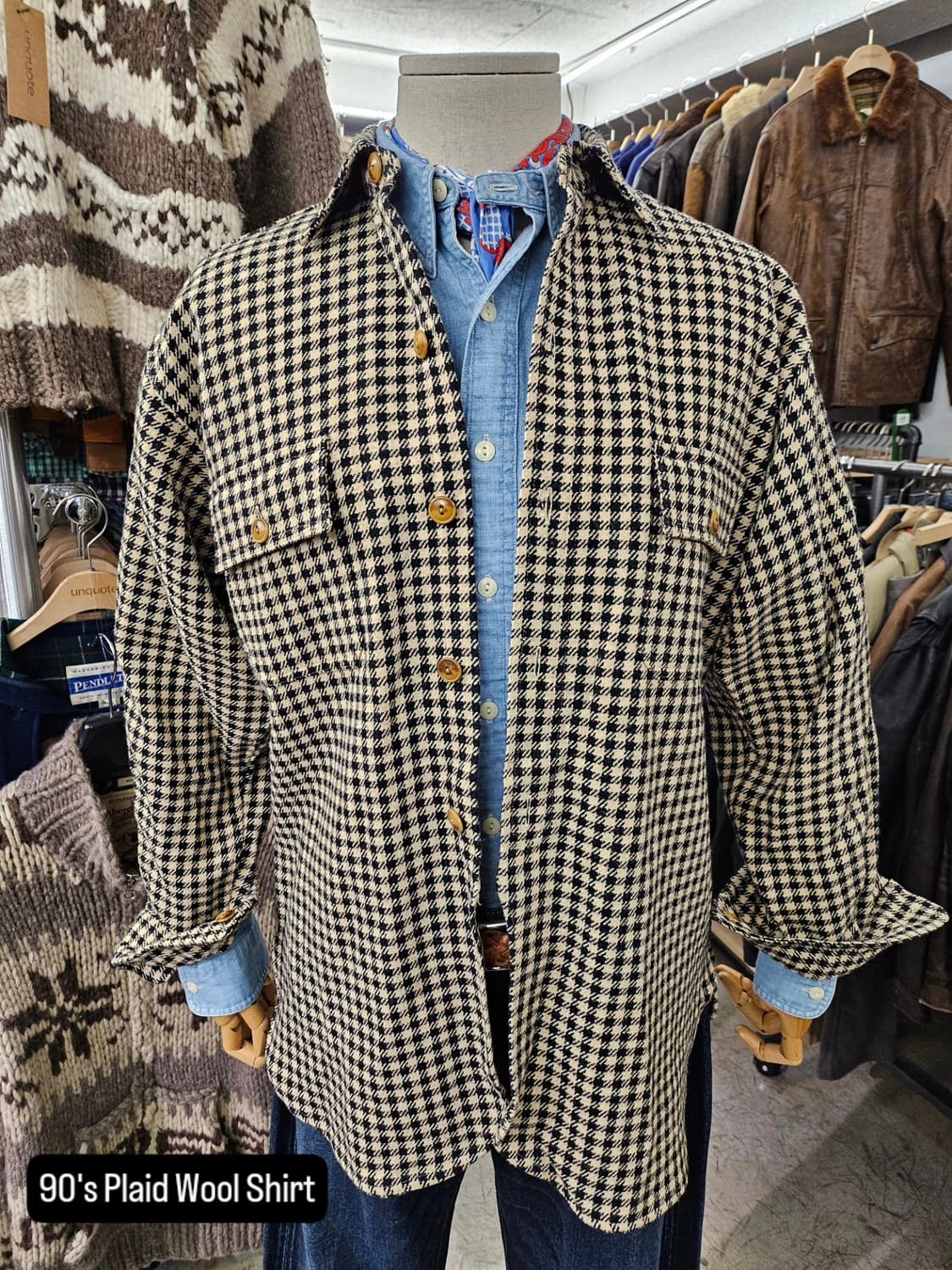 Vtg Double RL Plaid Wool Shirt 상품이미지1