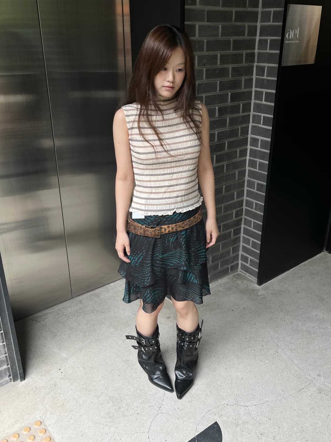 Indivi 언발란스 쉬어 스커트  상품이미지1