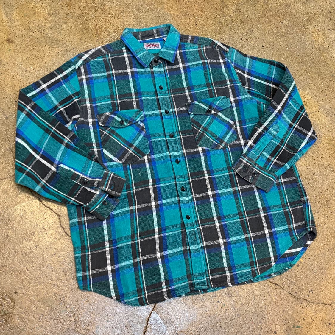 90s 미국 빈티지 노스웨스트 겨울 헤비코튼 체크셔츠 상품이미지2