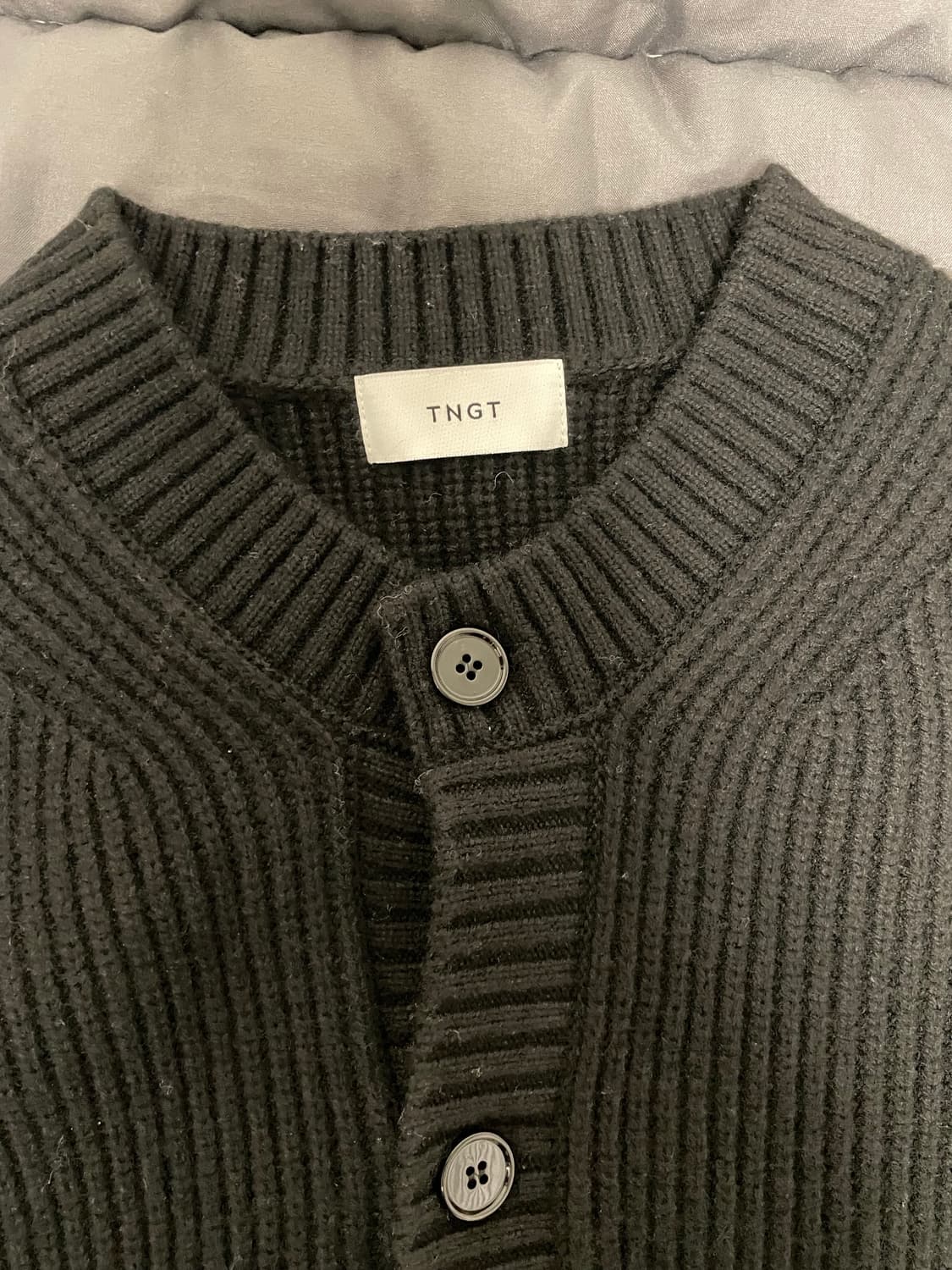 tngt 청키 울 니트 라운드 가디건 블랙 95 상품이미지4