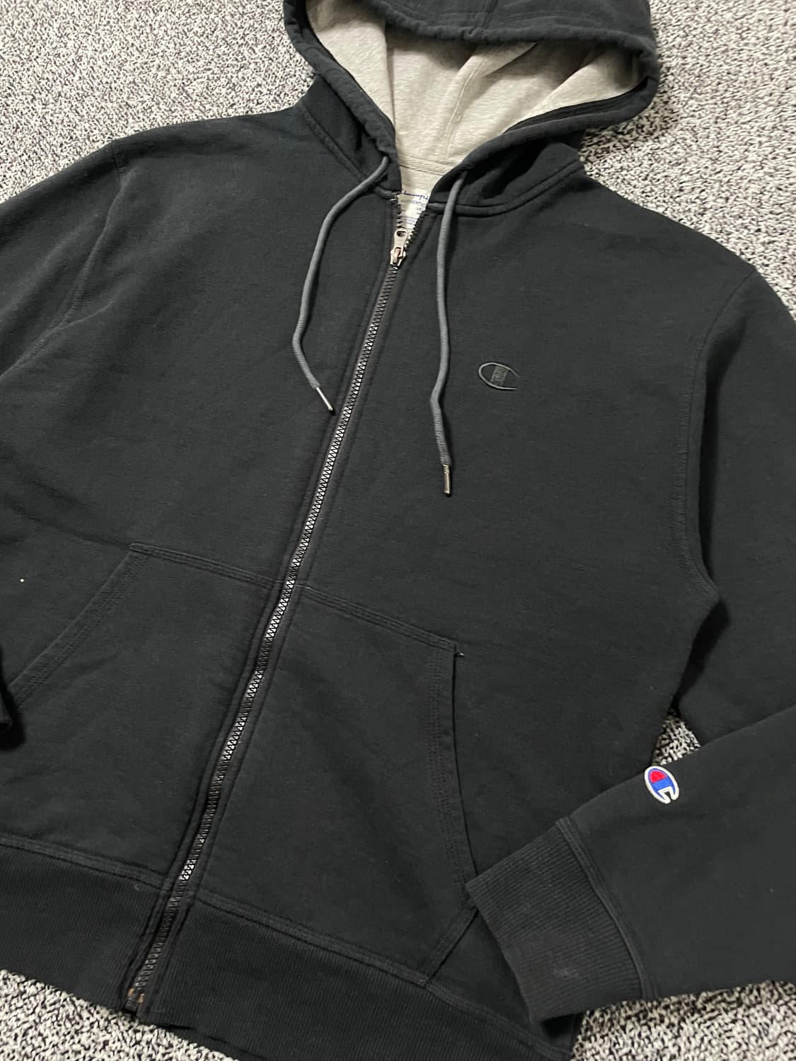  빈티지9. 챔피온 어센틱 미니 로고 후드집업 후드티 스웻 블랙 상품이미지2