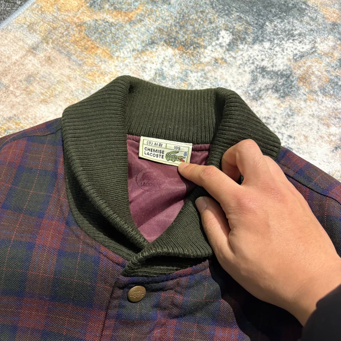 서광 라코스테 빈티지 체크 블루종봄버자켓 상품이미지3