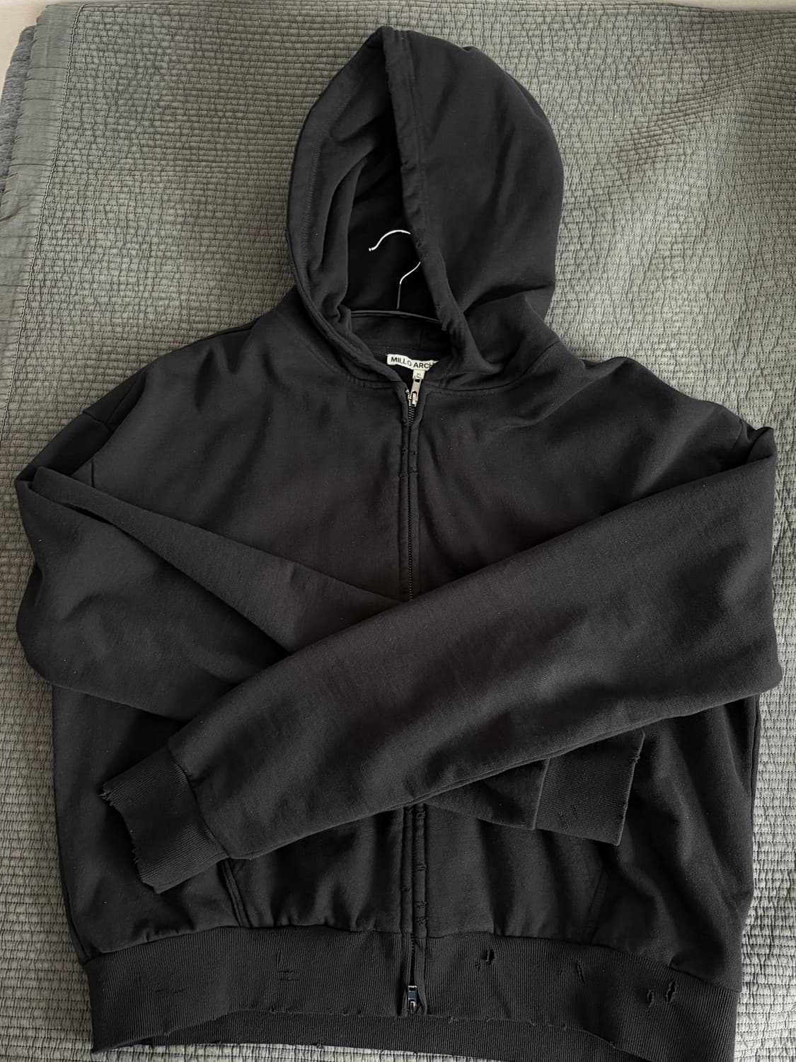 밀로아카이브 데미지 쇼트 후드집업 XL 상품이미지2