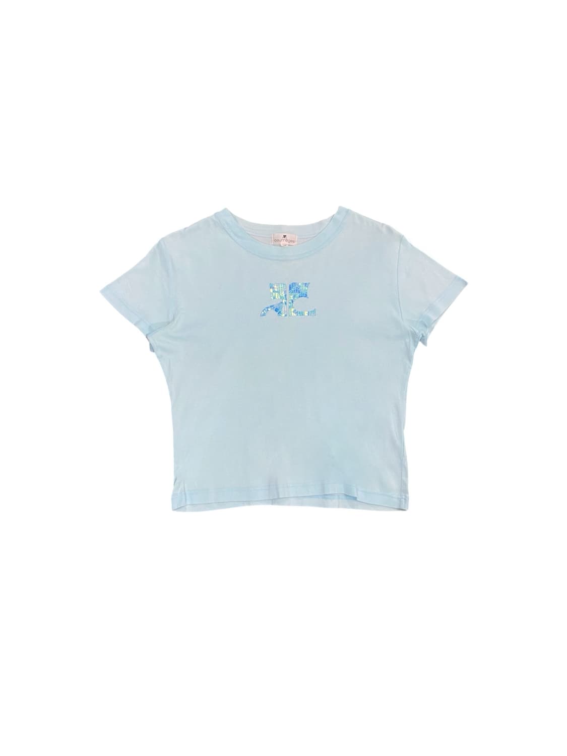 Courreges 글리터 로고 디테일 크롭 반팔티셔츠 상품이미지1