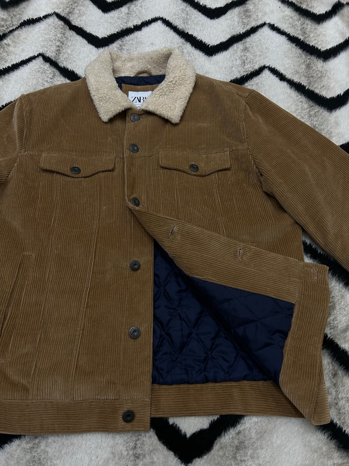 [한국XL]ZARA 코듀로이 쉐르파 자켓/브라운 상품이미지3