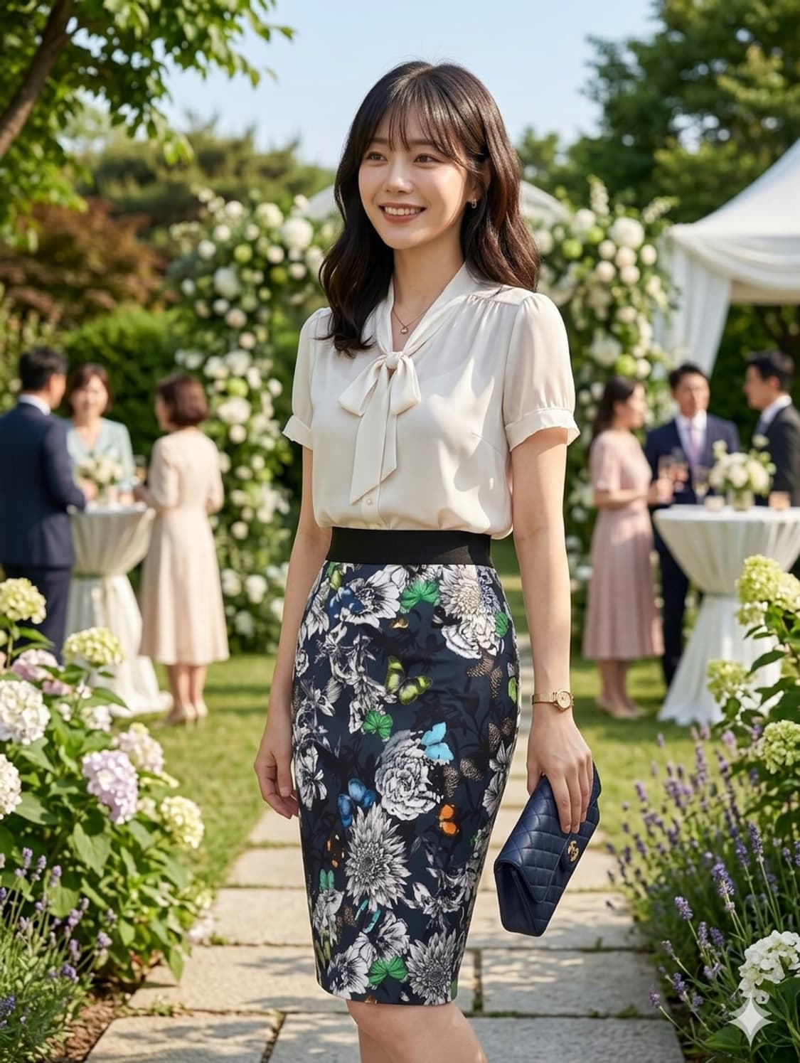 ✨마크케인 플라워 밴딩 미디 스커트 55 | 하객룩 추천 상품이미지1