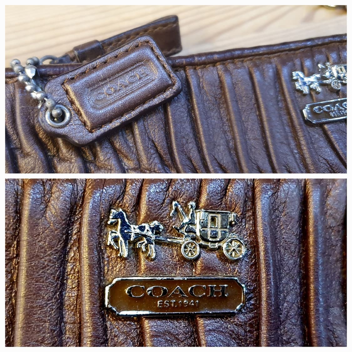 코치 레더 플리츠 크로스백 상품이미지4