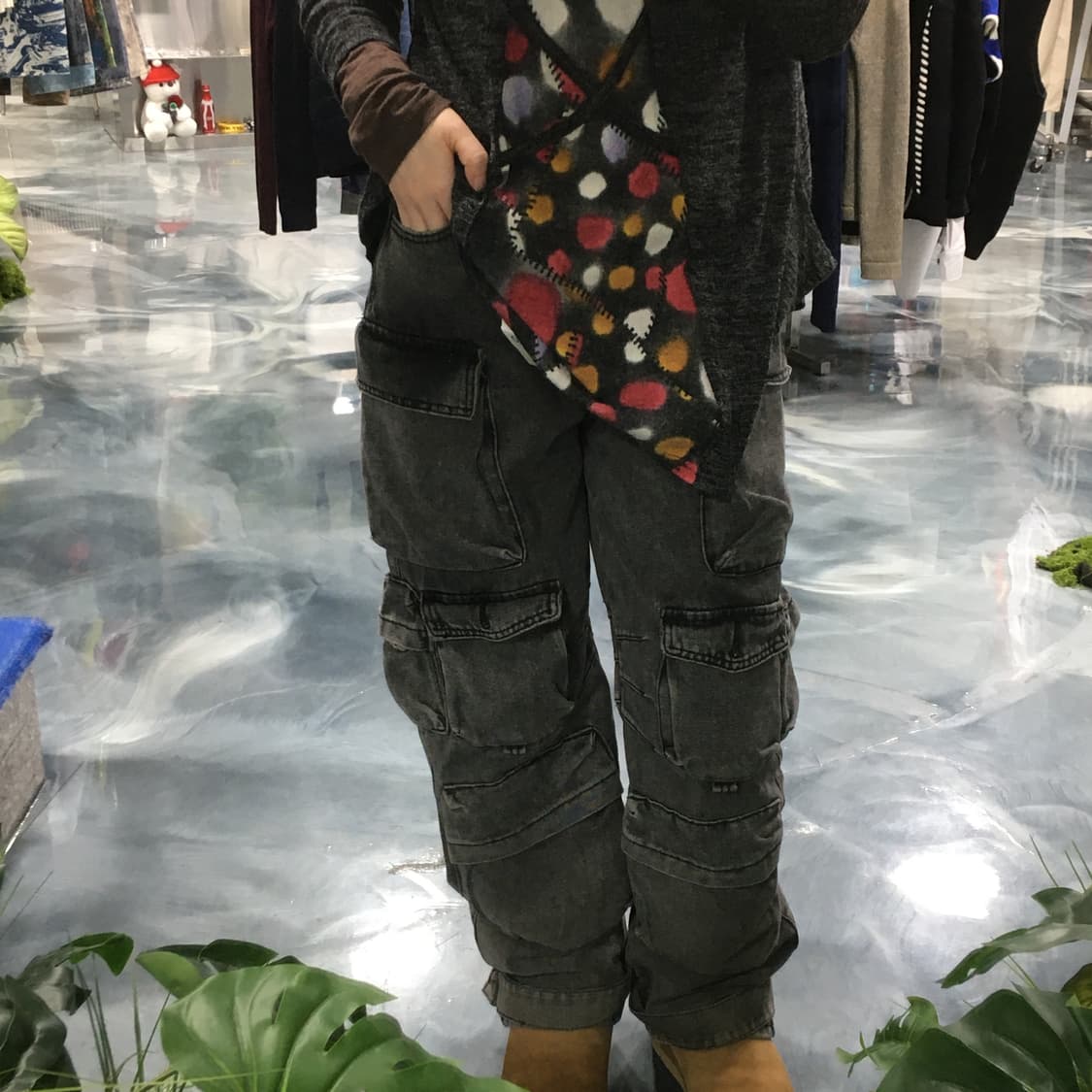 흑청 와이드 카고팬츠 상품이미지1