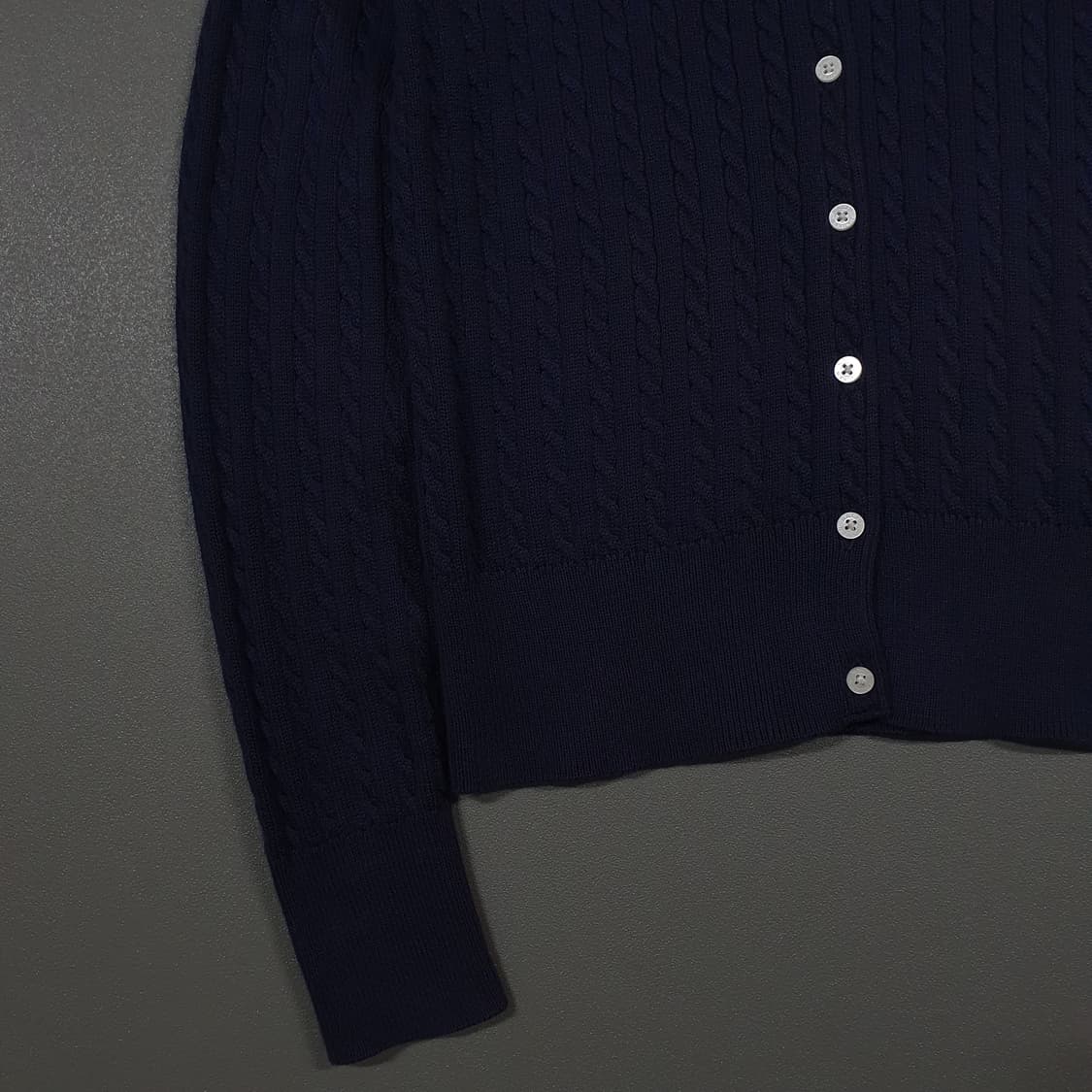 여성) 폴로 랄프로렌 신형 걸즈 포니 케이블 니트 꽈배기 가디건 네이비 상품이미지4