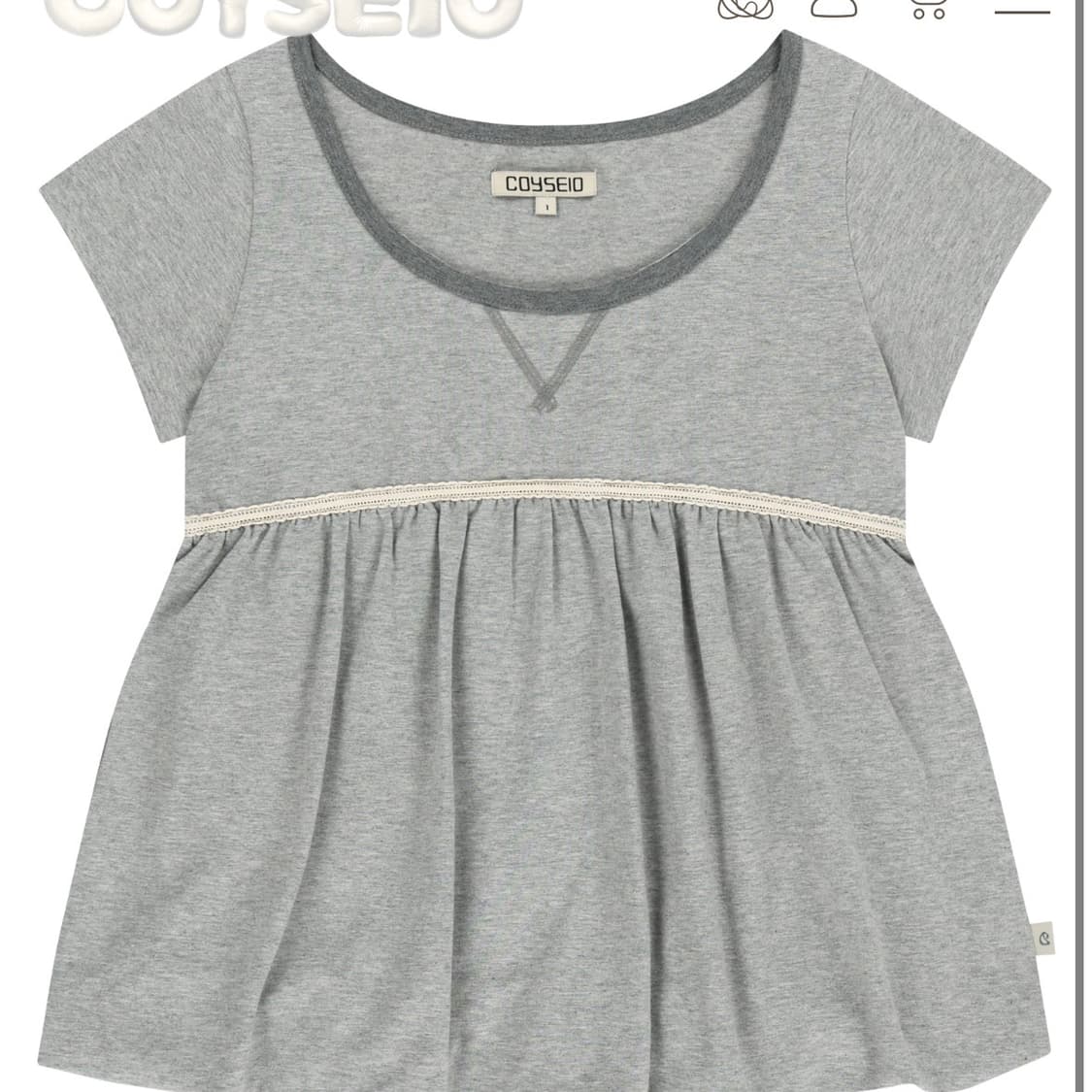 코이세이오 레이스 벌룬 티셔츠 멜란지그레이 2사이즈 상품이미지1