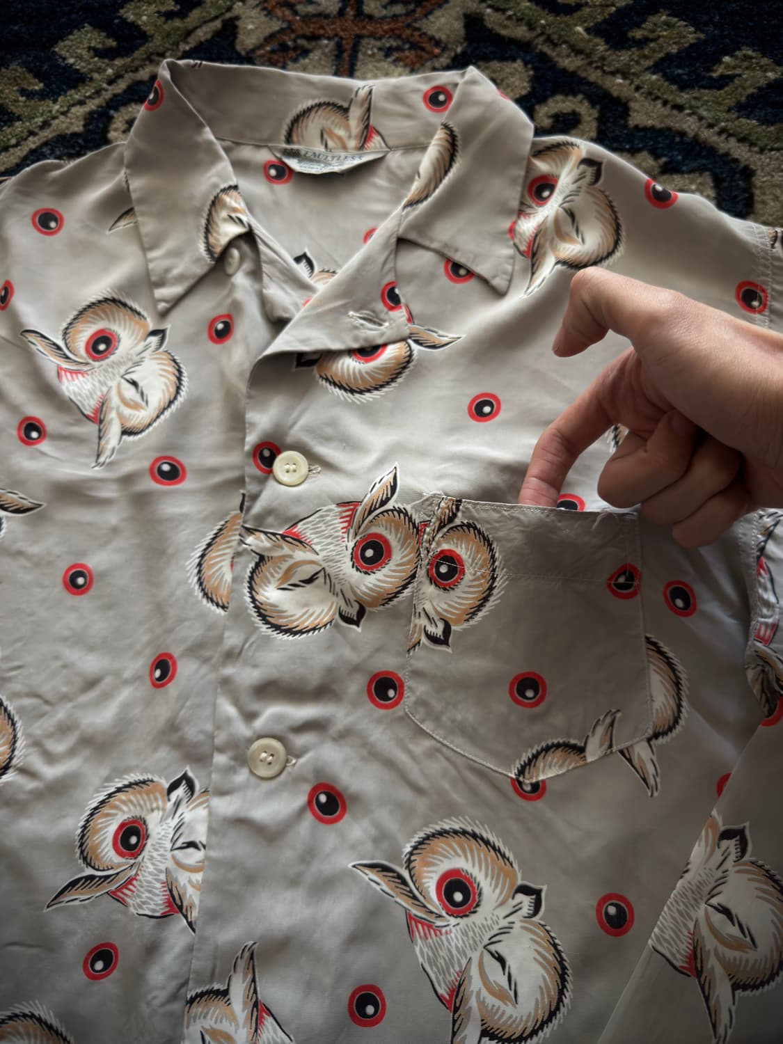 50s USA Wilson Brothers Owl eyeballs 셔츠 상품이미지4