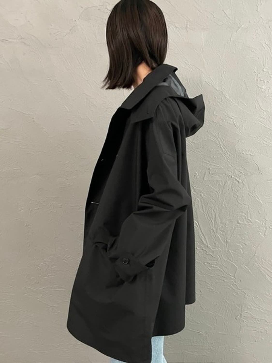 DANTON 단톤 3 레이어 클로스 발마칸 후드 코트 블랙 상품이미지3