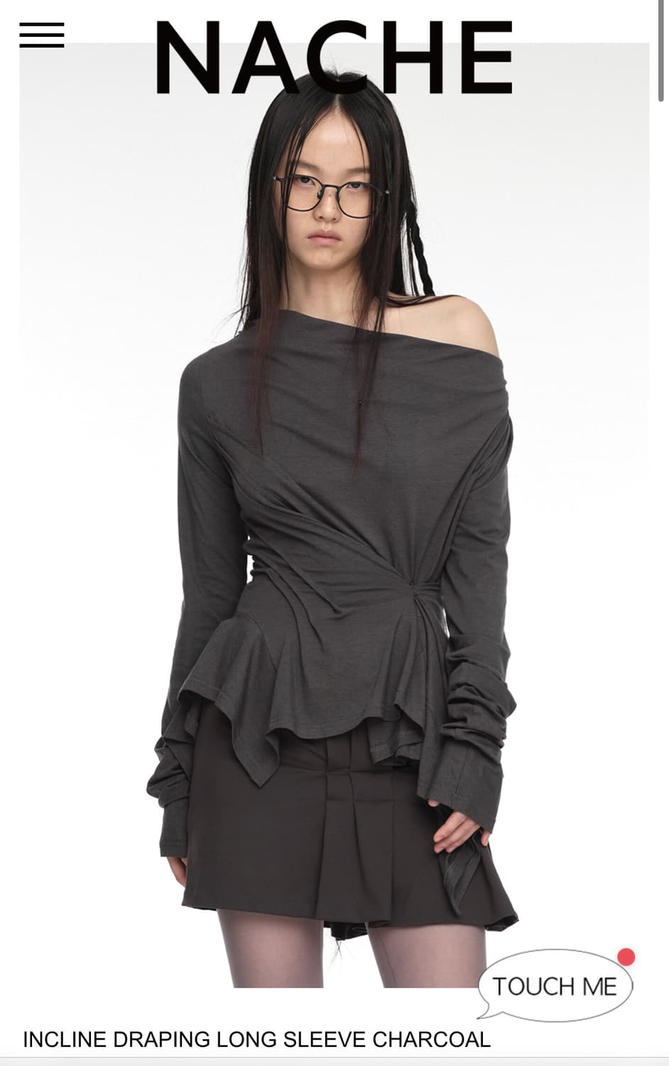 nache INCLINE DRAPING LONG SLEEVE CHARCO 상품이미지1