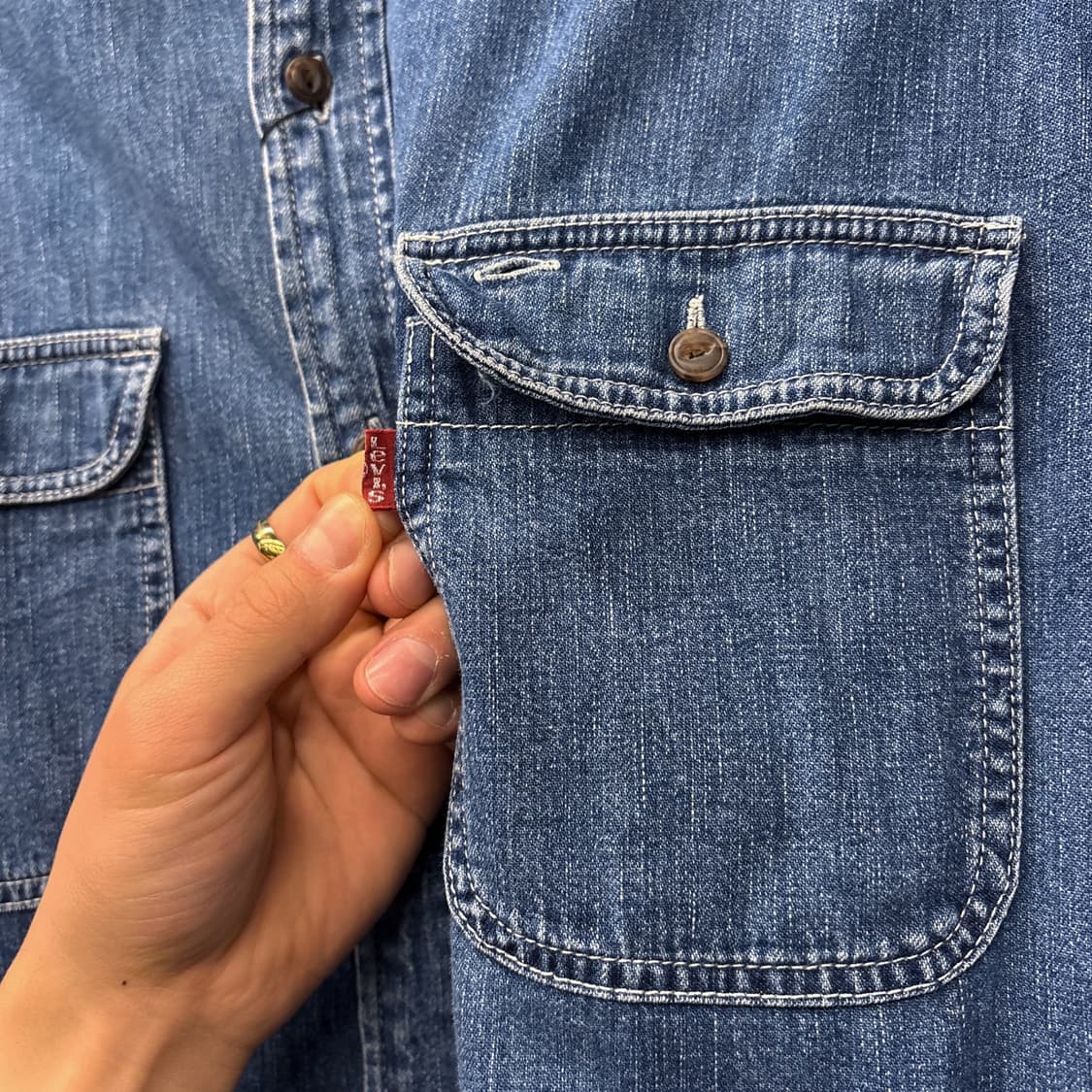 90s 리바이스 재팬라인 캣아이버튼 워크 데님셔츠 N1205 상품이미지6