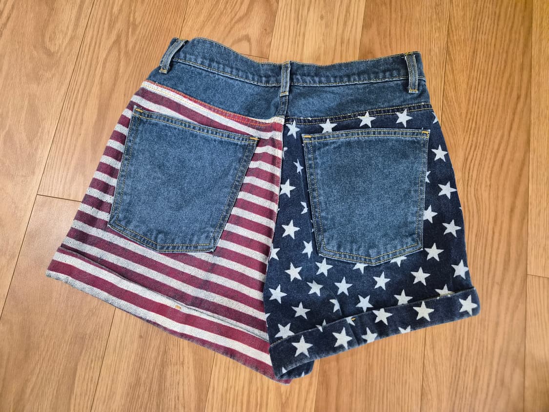 아메리칸어패럴 성조기 하이웨스트 청반바지 쇼츠 상품이미지2