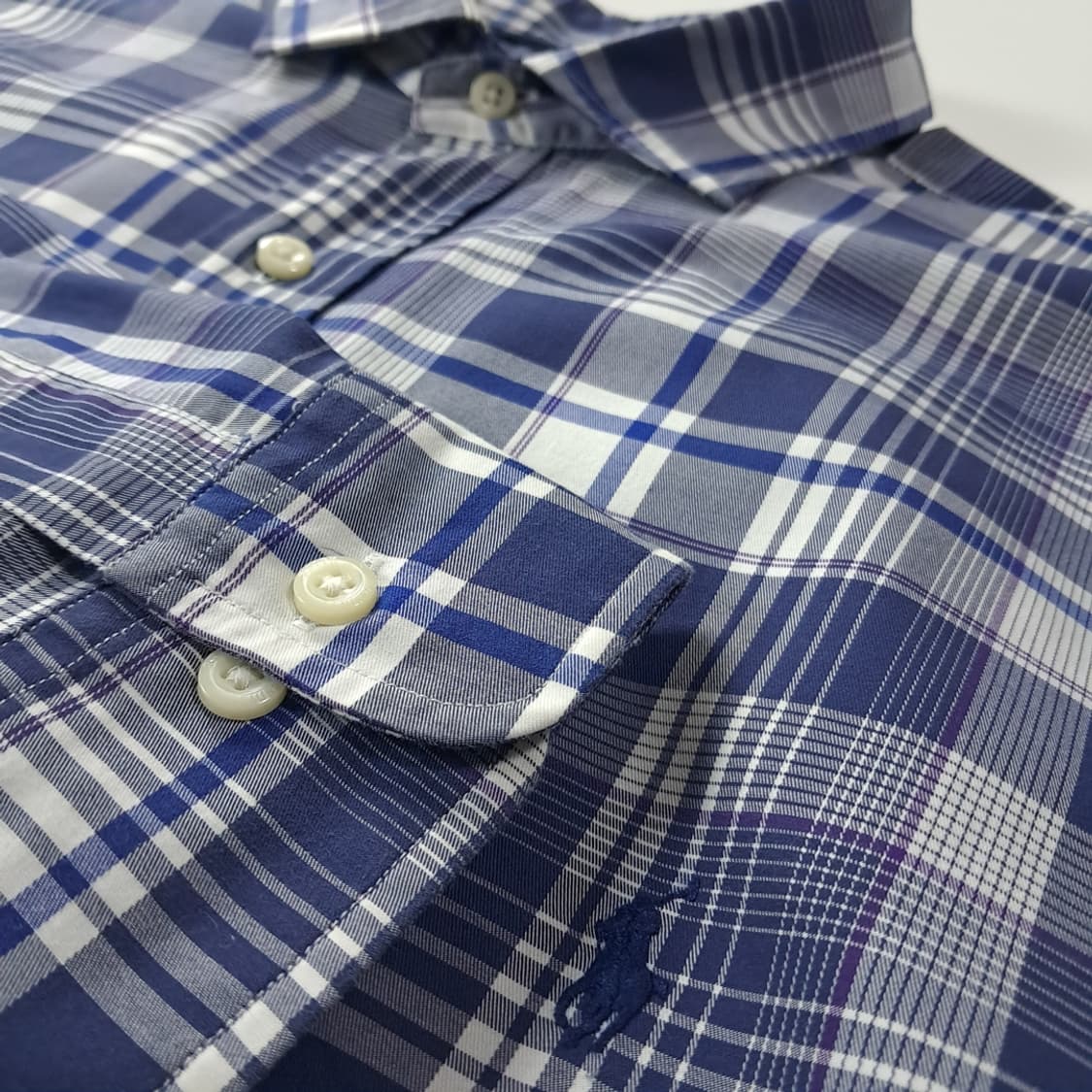 CK261 XL 폴로 퍼포먼스 타탄체크 블루 셔츠 남방 상품이미지4