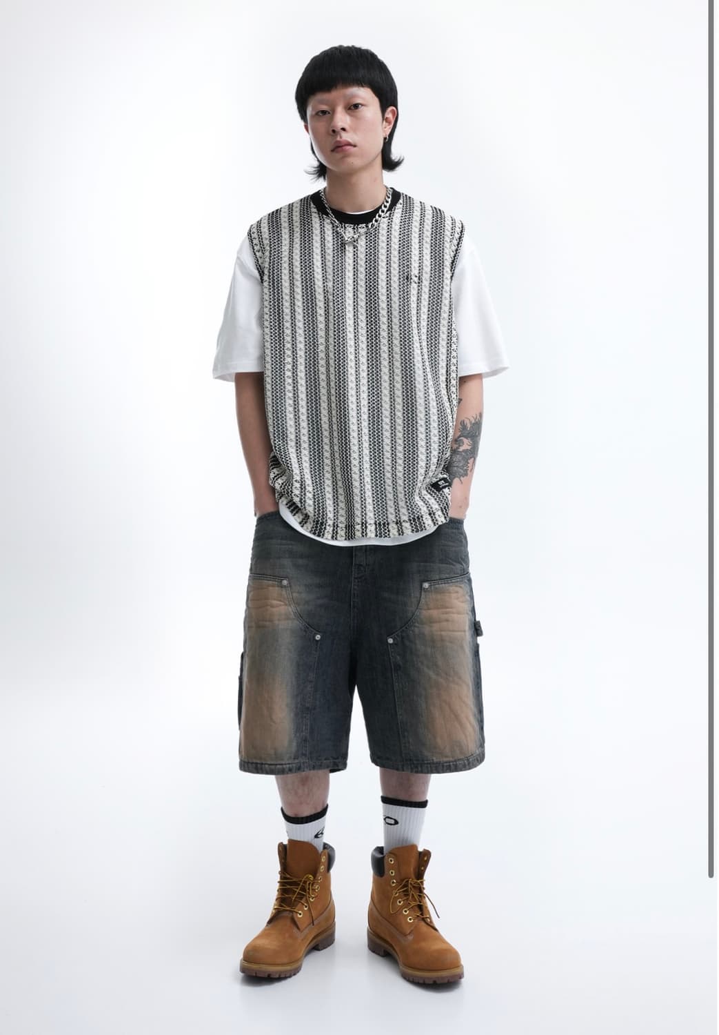 [OY] STRIPE CROCHET KNIT VEST  상품이미지3