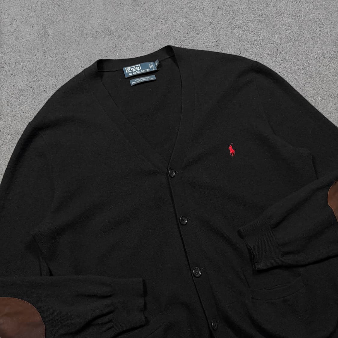 폴로 엘보우 레더패치 메리노울 가디건 상품이미지2