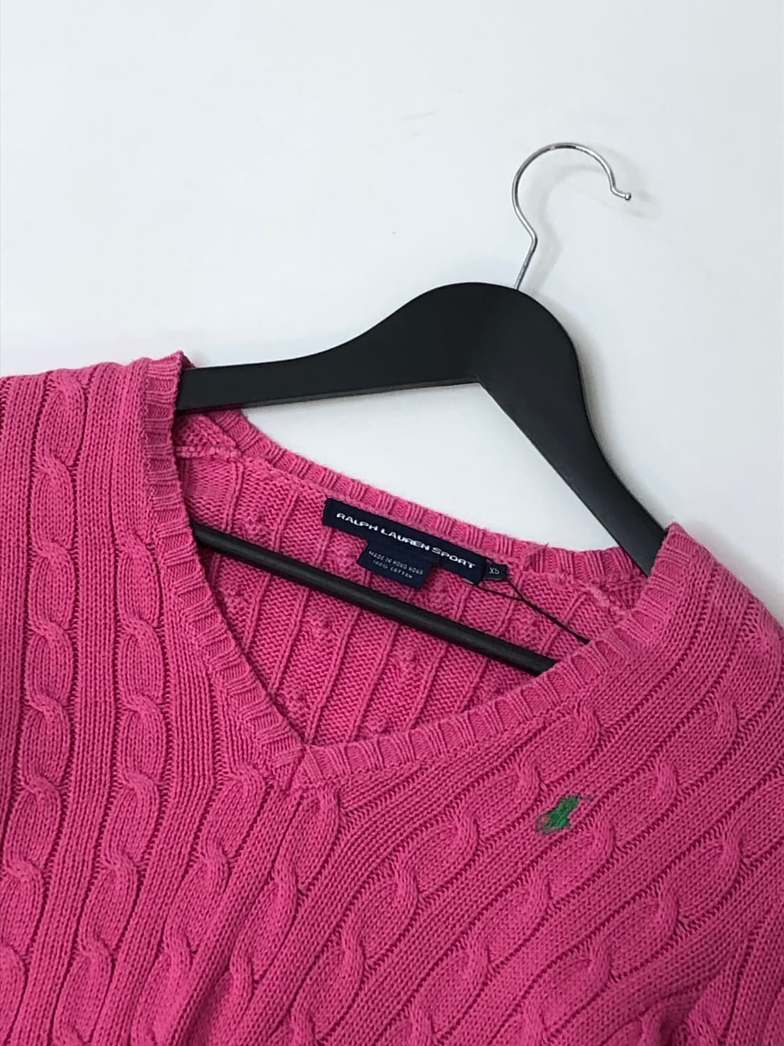 Ralph Lauren Sport 랄프로렌 스포츠 핑크 V넥 케이블 니트 상품이미지1