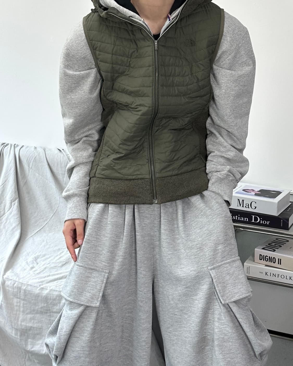 노스페이스 경량 그린 조끼 M 상품이미지2