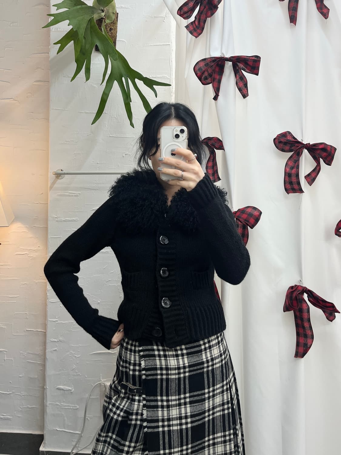 chic fur black cardigan 상품이미지2