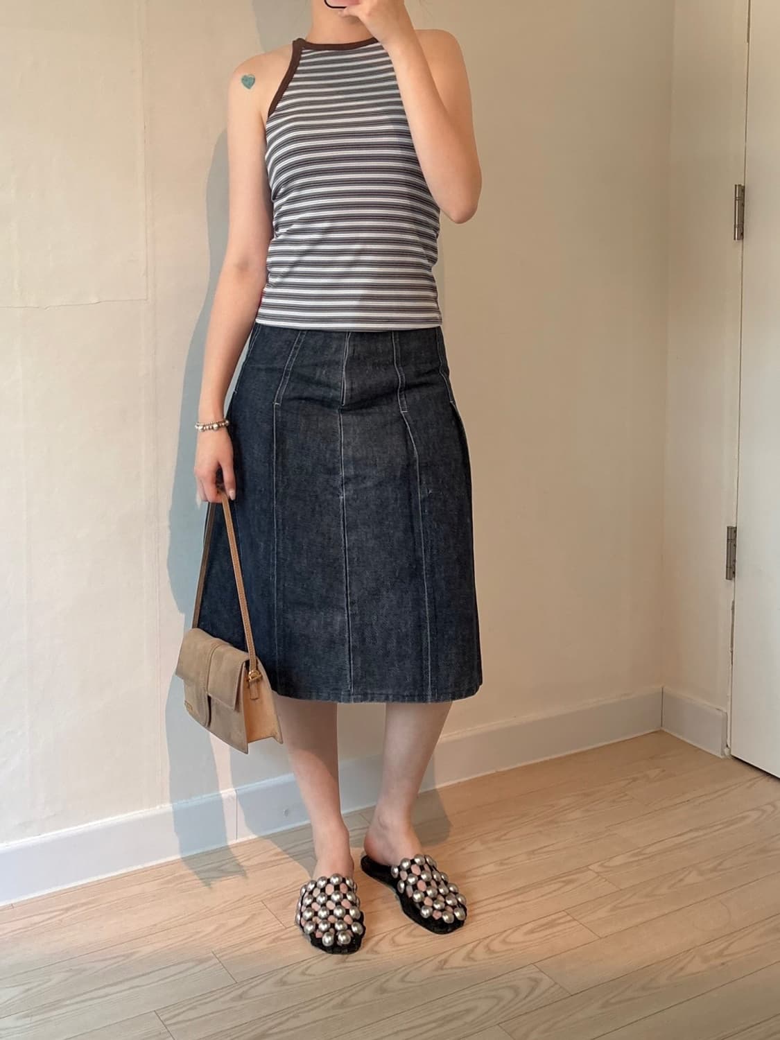 Denim pleats skirt 상품이미지2
