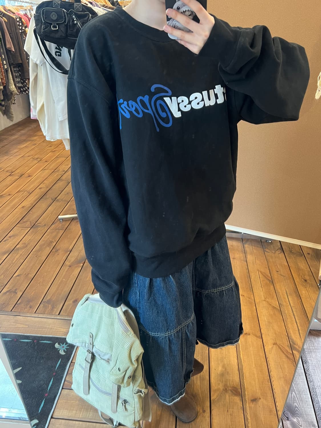 스투시 로고 블랙 맨투맨  상품이미지5