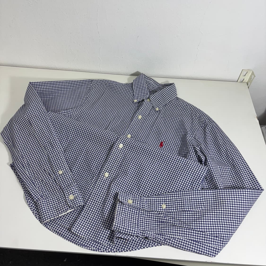 90 S 폴로랄프로렌 네이비 기본로고 체크셔츠 남방 상품이미지1