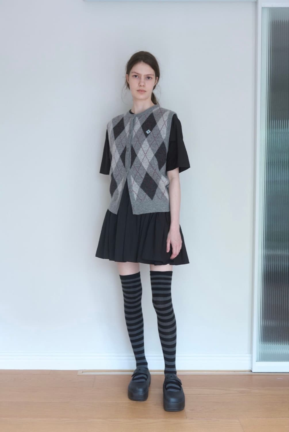 아가일 니트 베스트 멜란지 그레이 상품이미지4