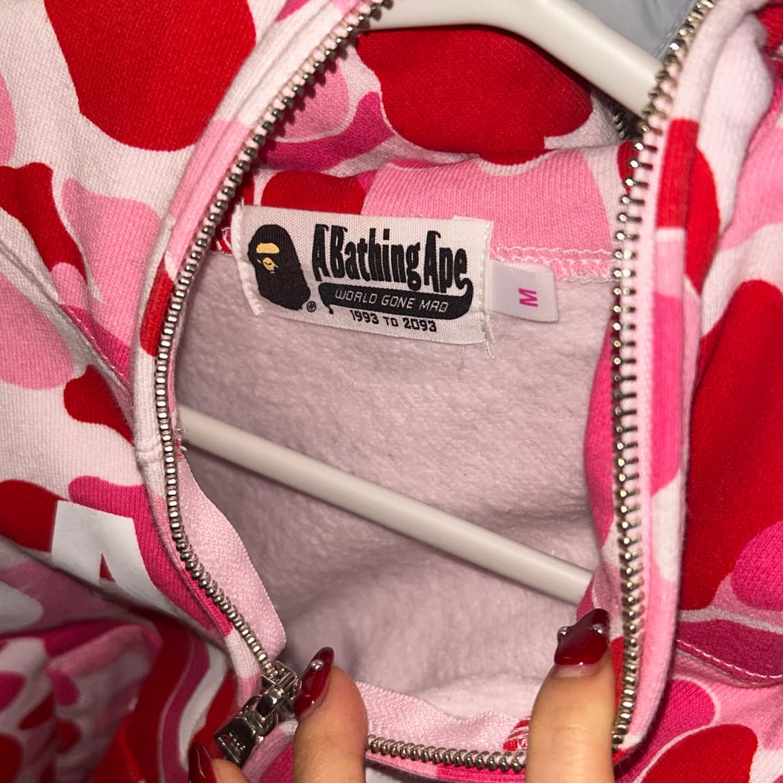 베이프 카모 풀 집 후드 핑크 상품이미지3