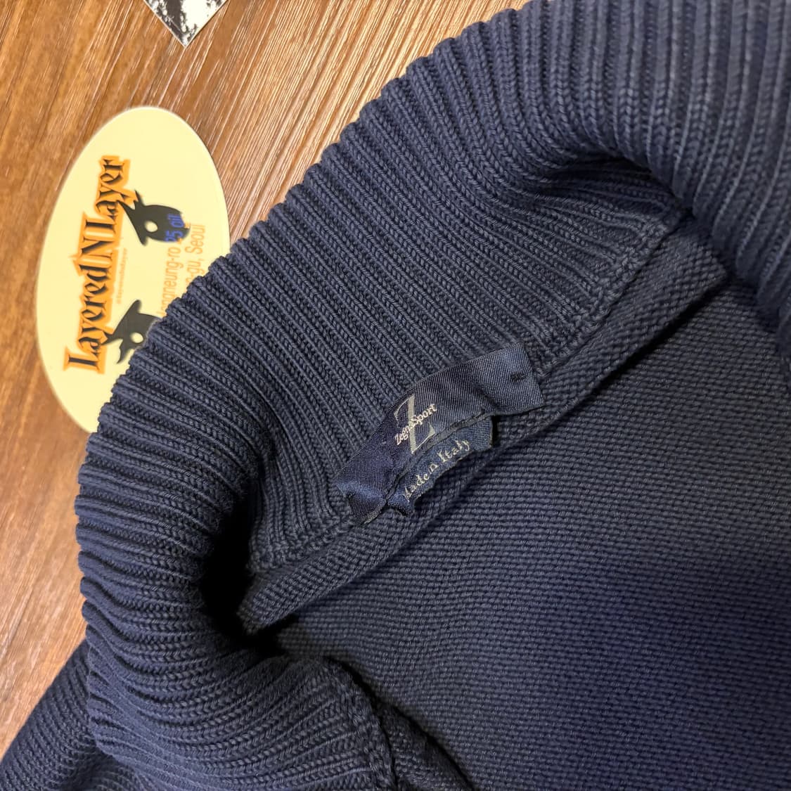 에르메네질도 제냐 네이비 집업 풀오버 니트 상품이미지4