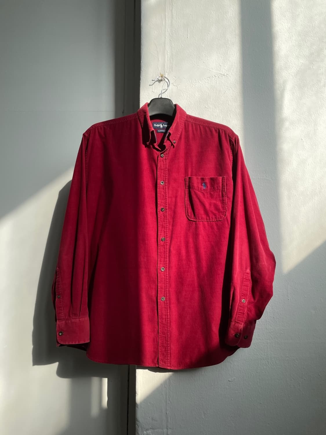90s 폴로 랄프로렌 레드 코듀로이 셔츠 상품이미지2