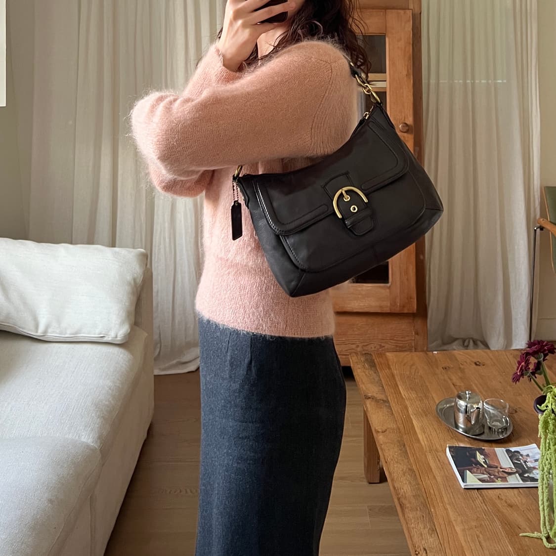 코치 브라운 레더 숄더백 상품이미지10