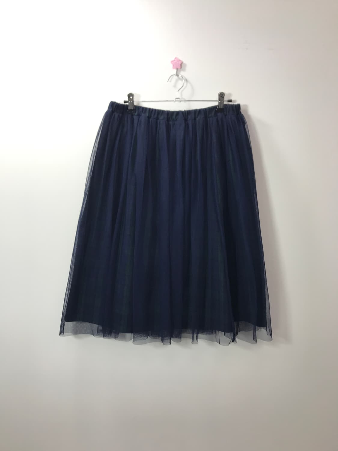 Jpn Navy Layered Green Plaid Midi Skirt 상품이미지5