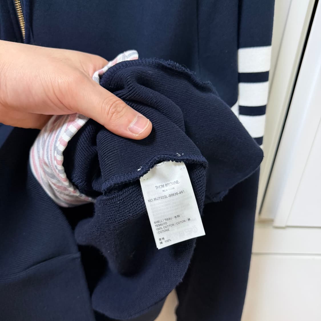 A / 7 (110-115) 톰브라운 사선완장 후드집업 네이비 상품이미지6