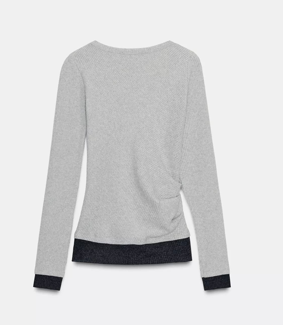 ZARA 자라 더블 드레이프 이펙트 티셔츠, 자라 배색 셔링 라운드  상품이미지5