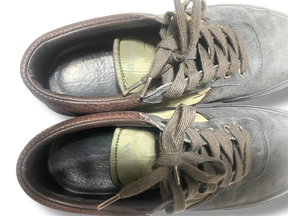 275) 프라다 나일론 스웨이드 스니커즈 신발 올리브 그레이 상품이미지6