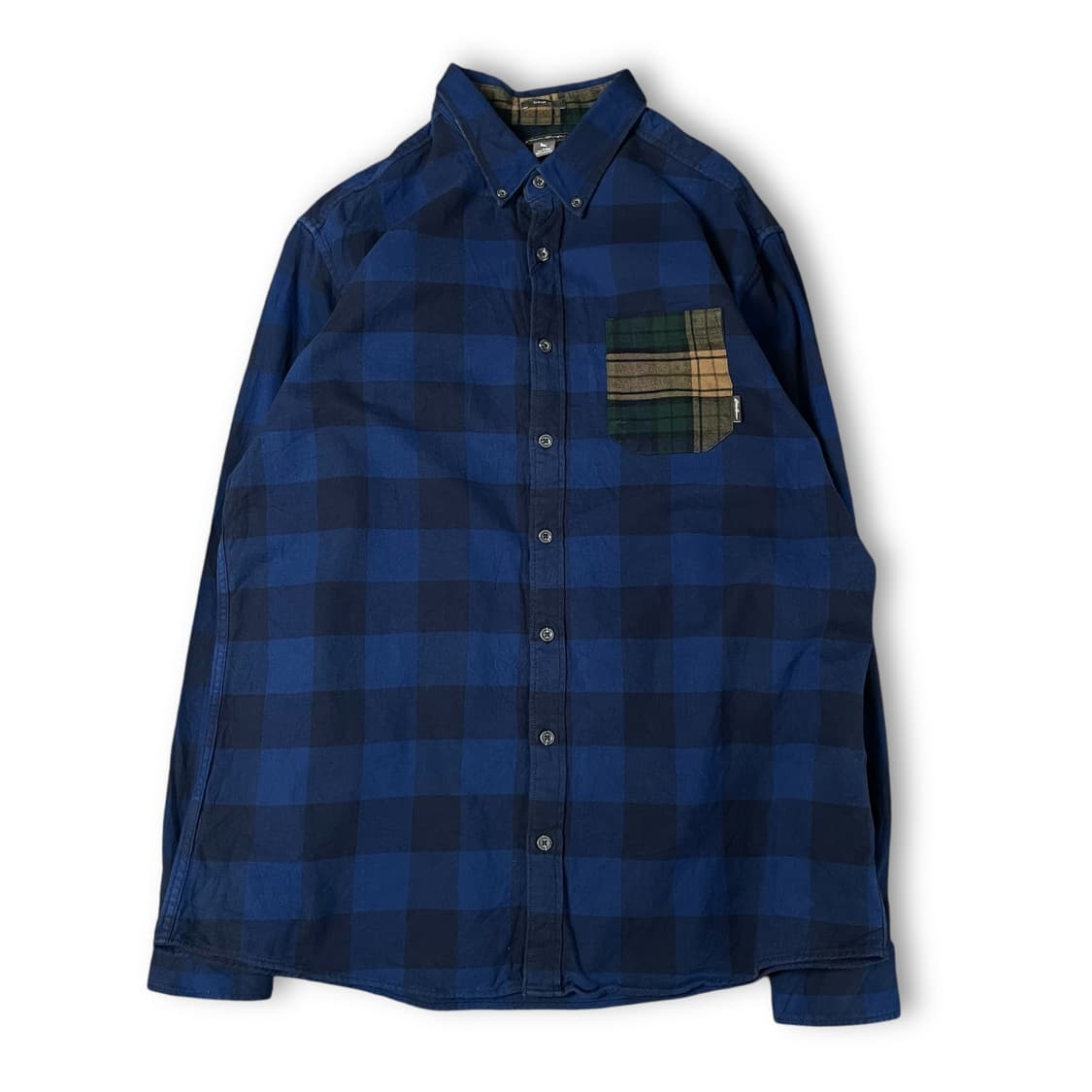 에디바우어 블루 블랙 체크 원포켓 긴팔 셔츠 클래식핏 XL 상품이미지1