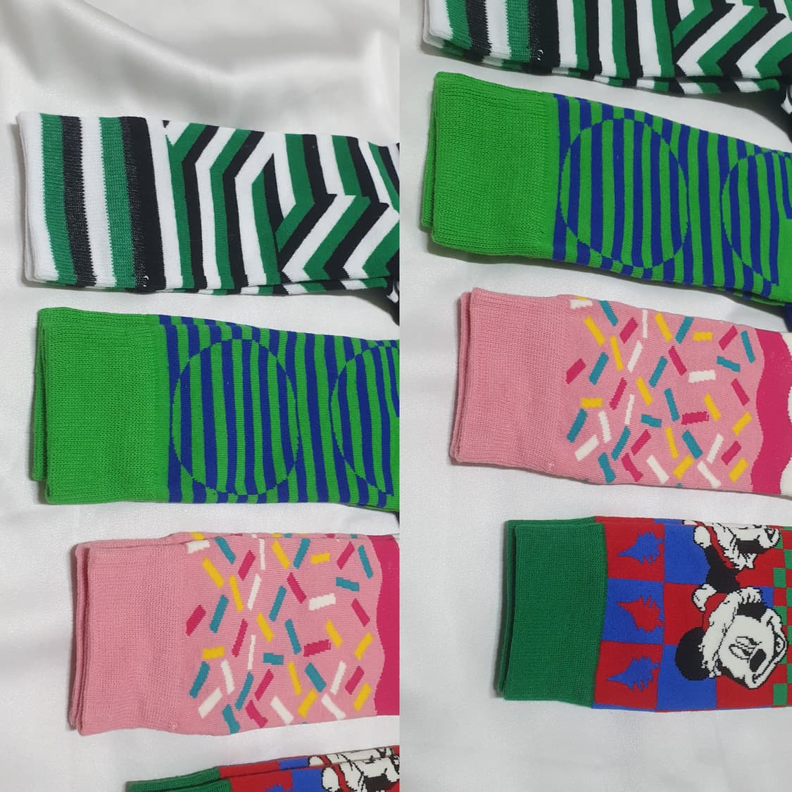 그린 핑크 옐로우 레드 스트라이프 물결 도트 아이스크림 해피삭스 양말  상품이미지6