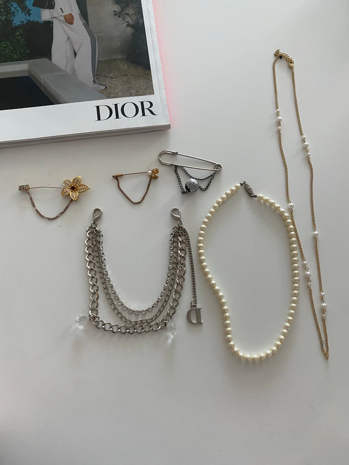 모조진주 목걸이 체인 브로치 등 일괄 상품이미지1