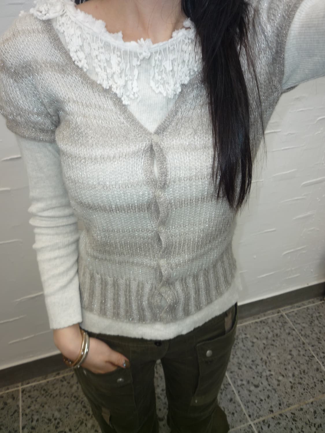 white neck detail long sleeve 상품이미지2
