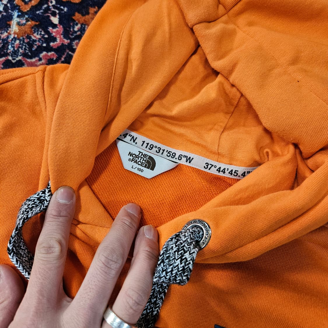 노스페이스 화이트라벨 컬러블럭 후드 티셔츠 L size 상품이미지8