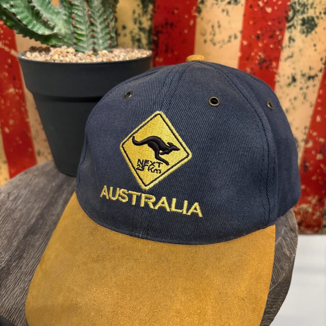 00s 피그먼트 오스트레일리아 캥거루 자수 수베니어 스웨이드 캡 N263 상품이미지2
