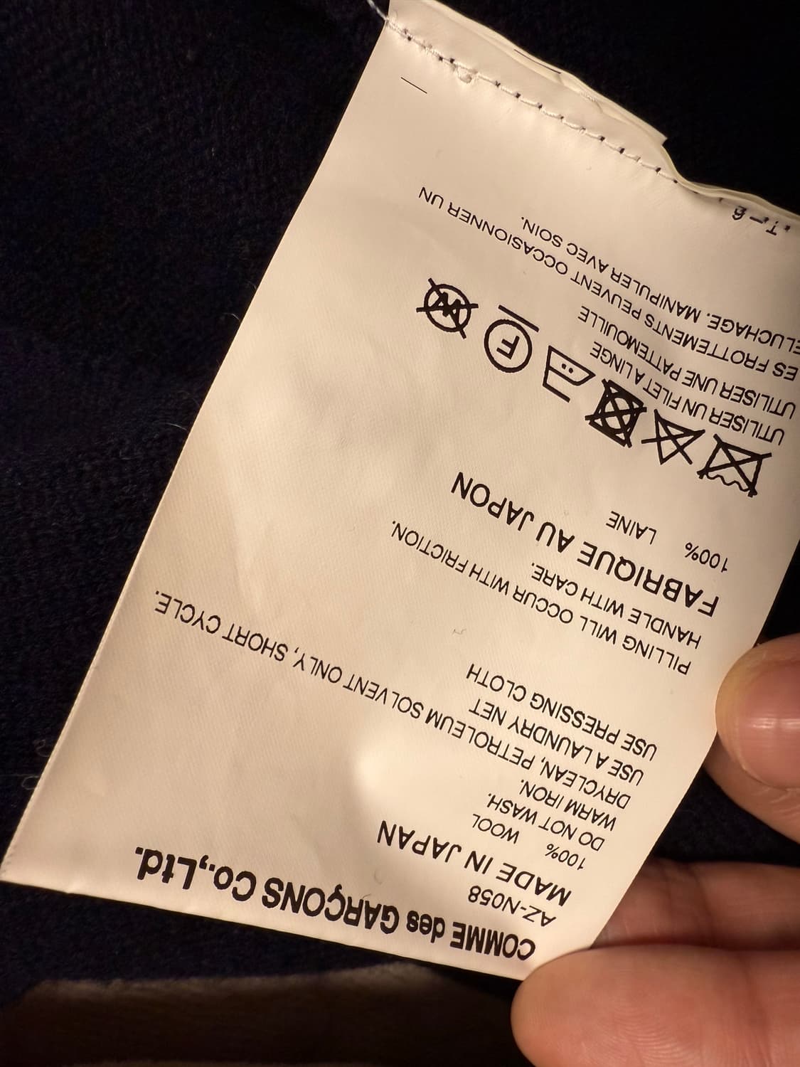 꼼데가르송 더블하트와펜 브이넥 가디건 네이비 S 상품이미지3