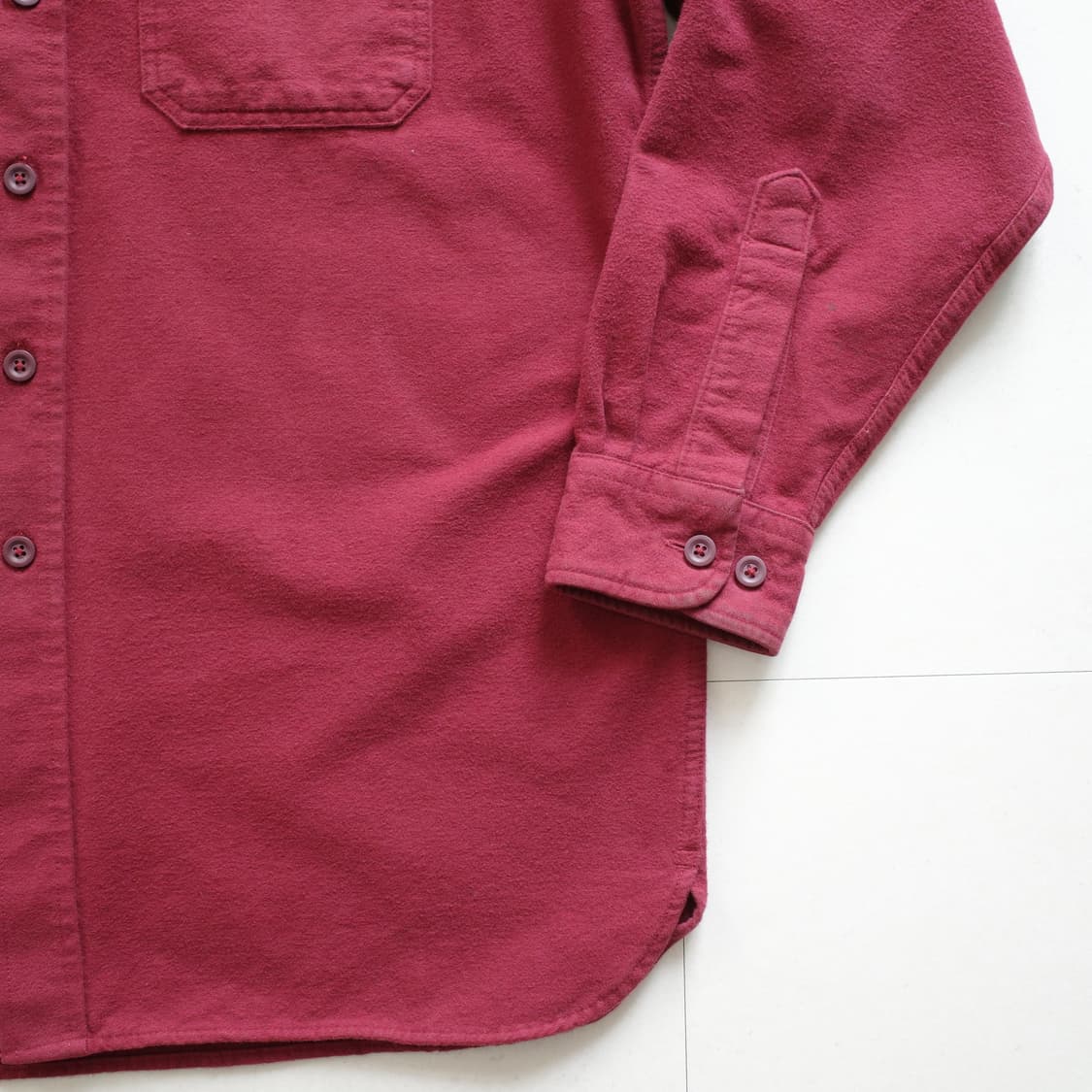 L.L.Bean 샤모아 클로스 셔츠 버건디 L-REG 남성 헤비 플란넬 상품이미지4