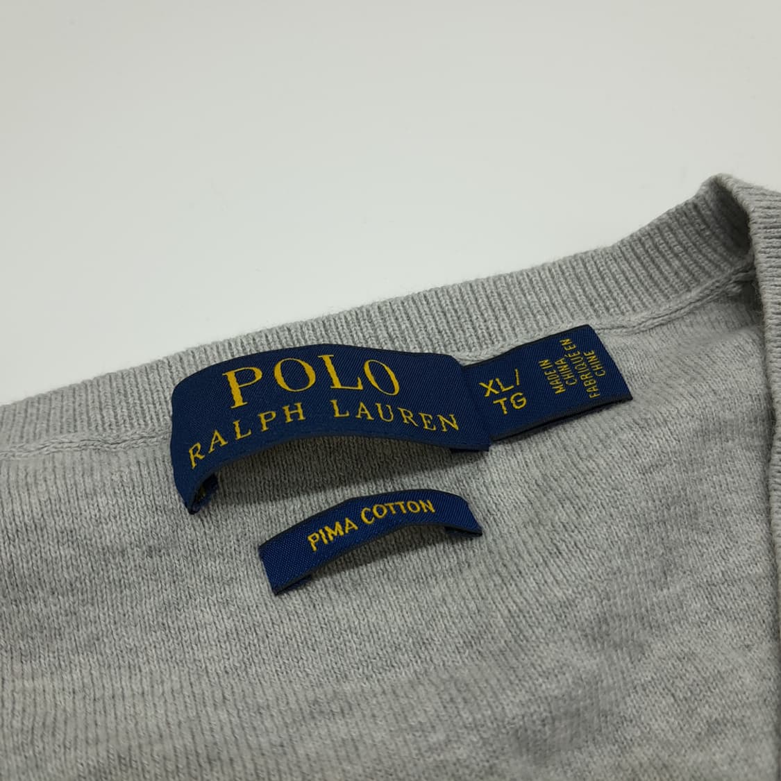 CN810 XL 폴로 랄프로렌 그레이 V넥 피마코튼 긴팔 니트 스웨터 상품이미지4