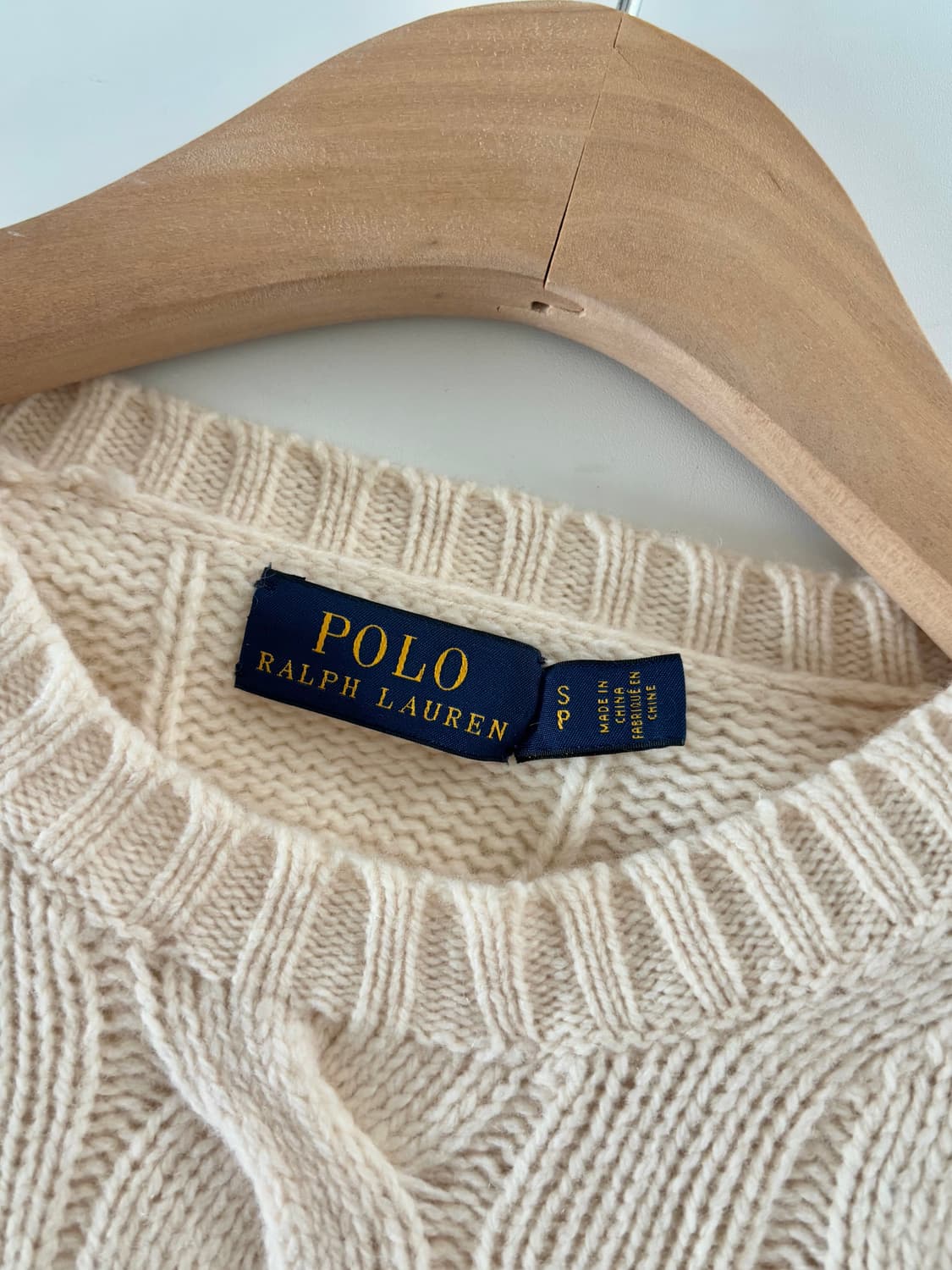 Polo 폴로 랄프로렌 신형 캐시미어10% 아이보리컬러 케이블 니트 상품이미지5