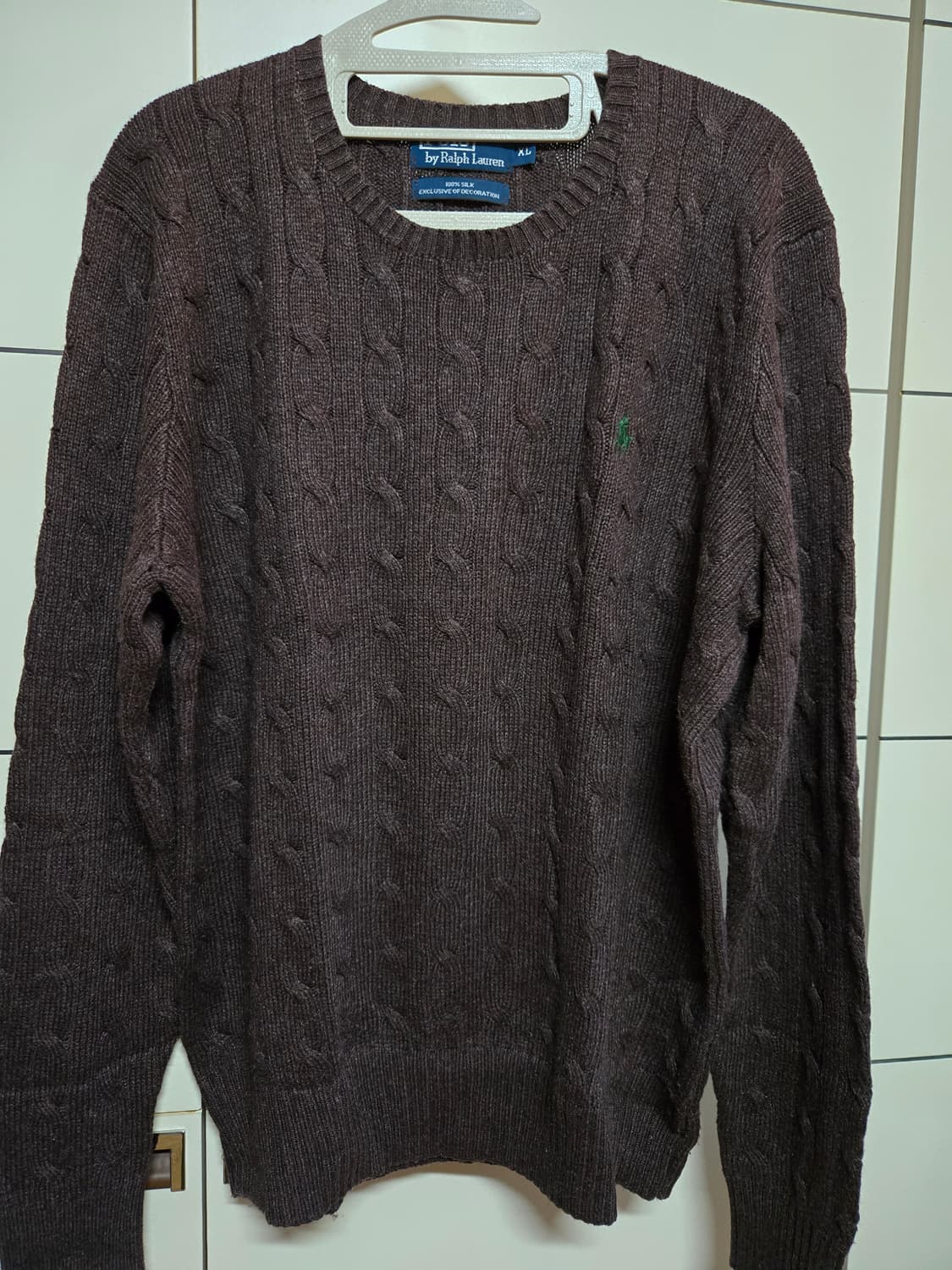폴로랄프로렌 남성 정품 실크 케이블 스웨터 브라운 케이블 니트 상품이미지1
